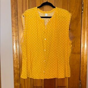 Old Navy Mustard Polka Dot Blouse